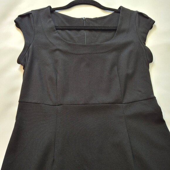 George Cap Sleeve Little Black Pencil Dress Size S Office Demure Sleek - Picture 4 of 12